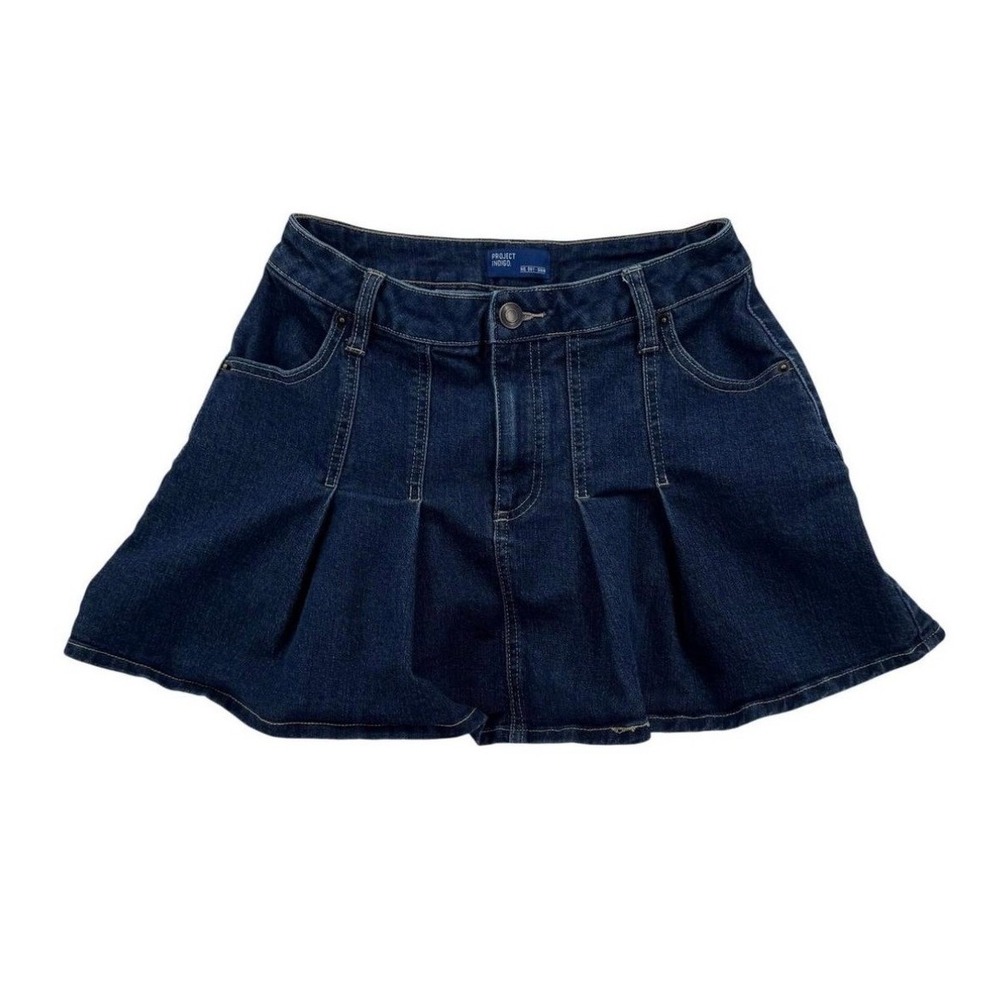 Project Indigo Denim Skort Kids Size 9 Dark Wash Excellent Pleated Front 001-DNM